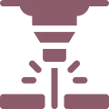 Abstract icon of a laser cutting machine.