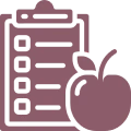 Clipboard and apple icon, health concept.